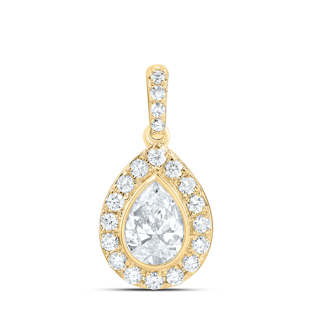 10K Yellow Or White Gold 1 Cttw Lab Grown Diamond Pear Charm Pendant