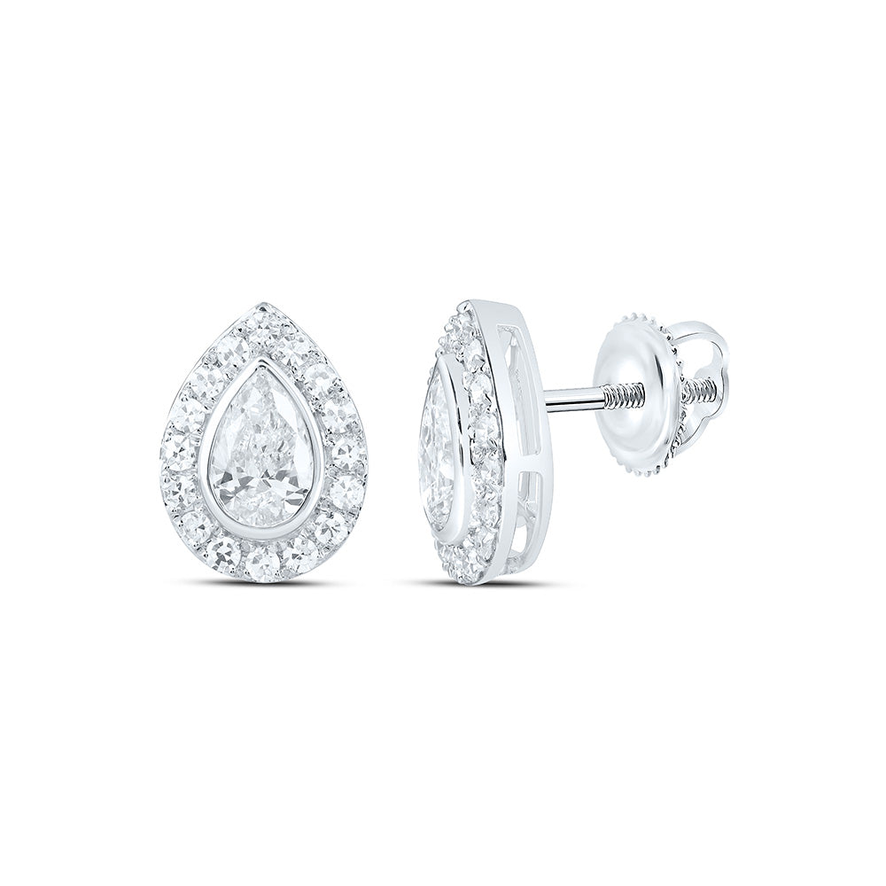 10K Yellow Or White Gold 1 3/8 Cttw Lab Grown Diamond Pear Bezel Earring