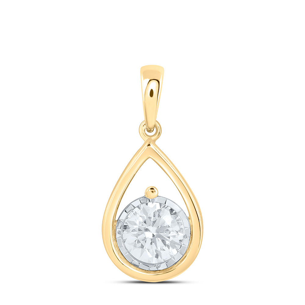 10K Yellow Or White Gold 1/2 Cttw Lab Grown Diamond Pear Solitaire Stud Charm Pendant