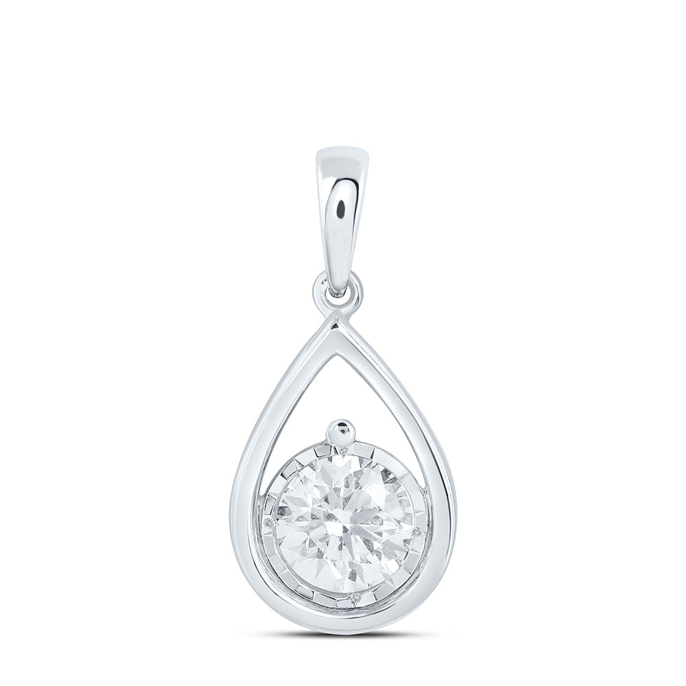 10K Yellow Or White Gold 1/2 Cttw Lab Grown Diamond Pear Solitaire Stud Charm Pendant