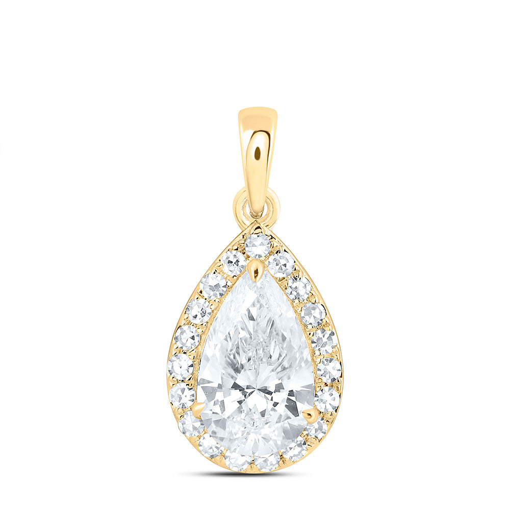10K Yellow Or White Gold 1 Cttw Lab Grown Diamond Pear Charm Pendant