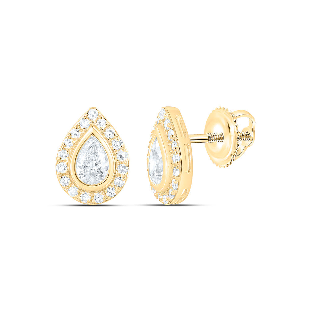 Sterling Silver 3/4 Cttw Lab Grown Diamond Pear Bezel Earring