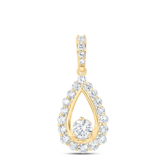Sterling Silver Yellow Tone 1Ctw Lab Grown Diamond Pear Charm Pendant
