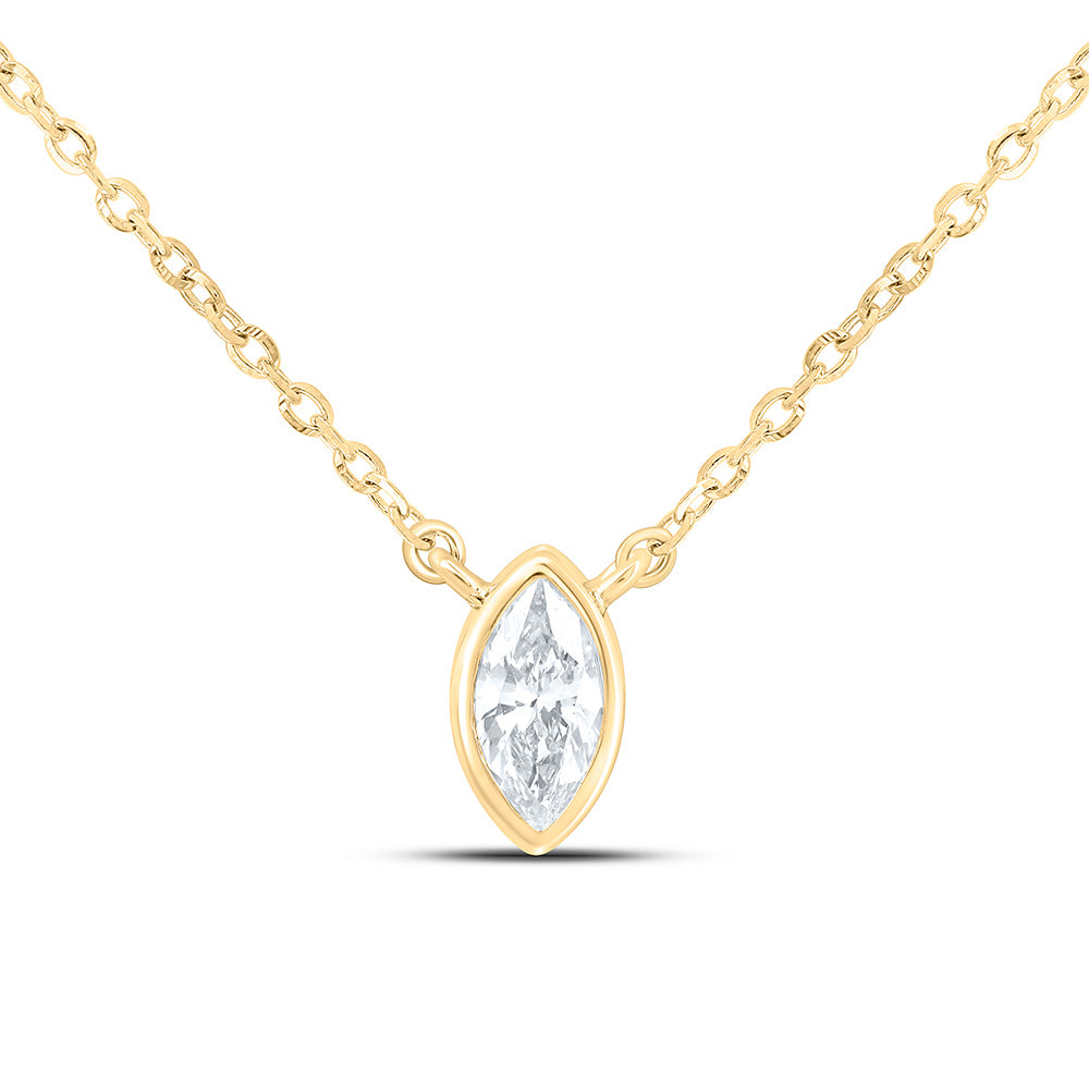 Sterling Silver 1/4 Cttw Lab Grown Diamond Marquise Bezel Chain Necklace (18 Inch)