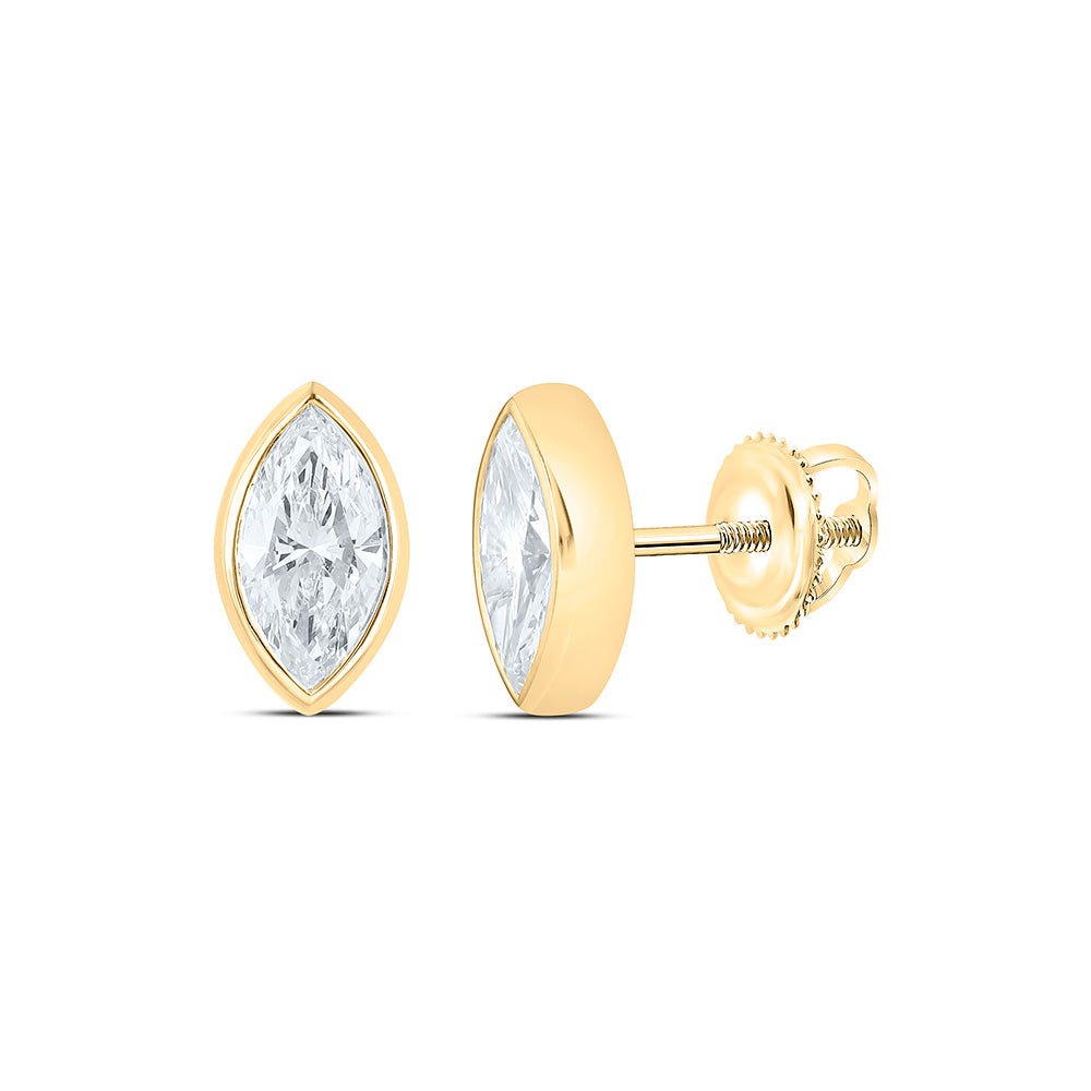 Sterling Silver 1 Cttw Lab Grown Diamond Marquise Bezel Earring