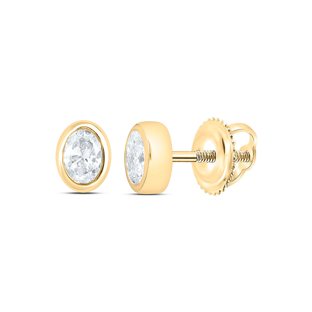Sterling Silver 1/4 Cttw Lab Grown Diamond Bezel Oval Earring