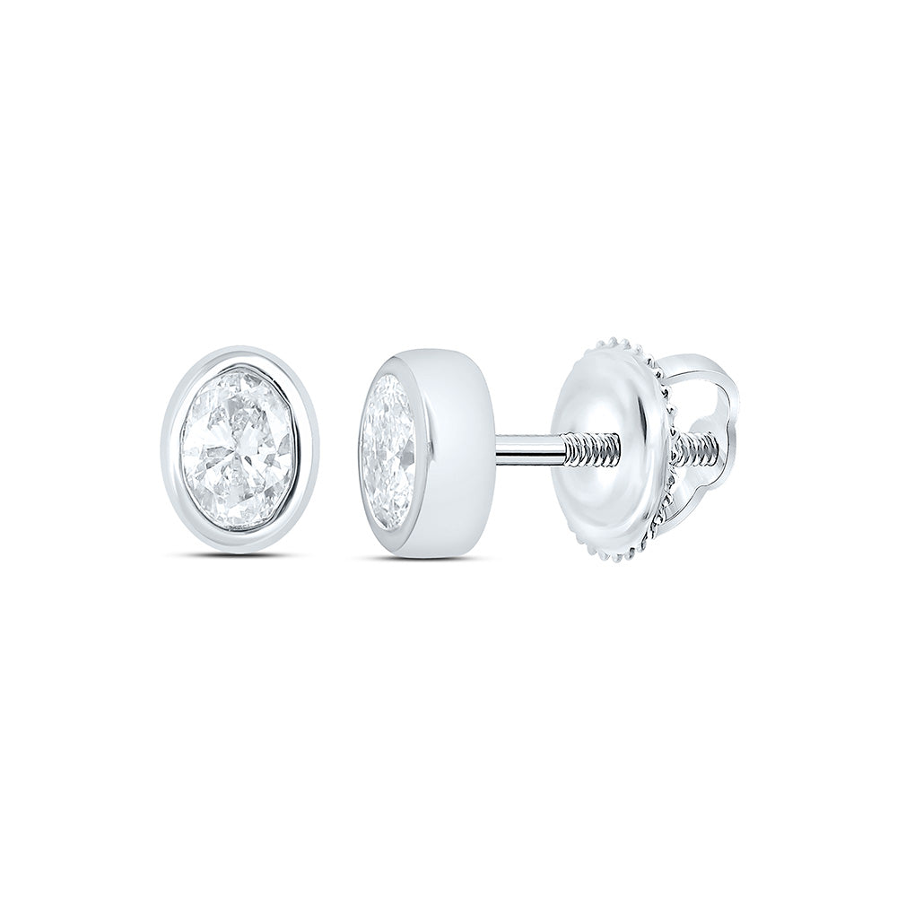 Sterling Silver 1/4 Cttw Lab Grown Diamond Bezel Oval Earring