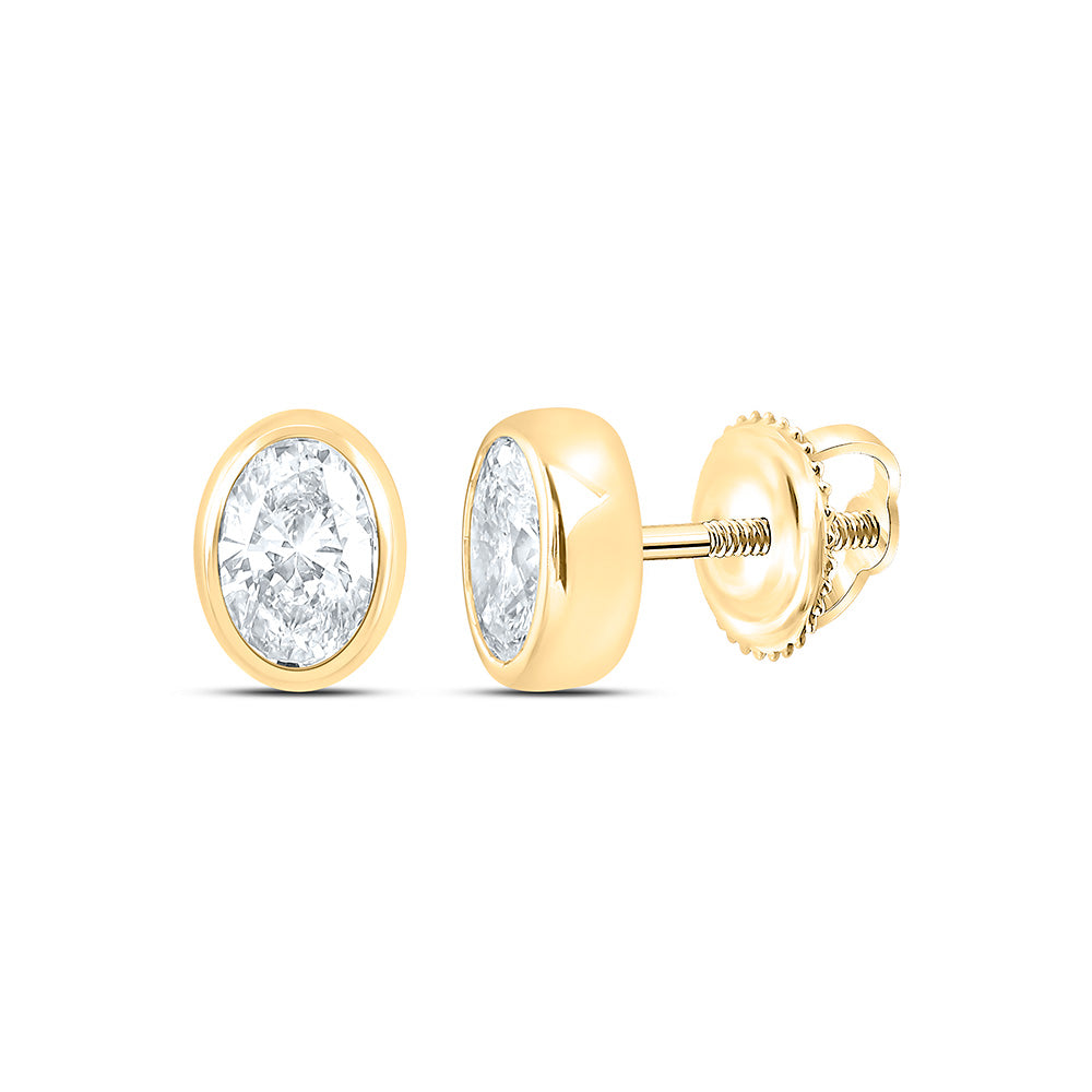 Sterling Silver 1/2 Cttw Lab Grown Diamond Bezel Oval Earring