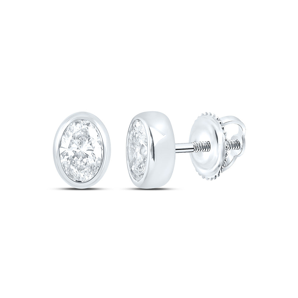 Sterling Silver 1/2 Cttw Lab Grown Diamond Bezel Oval Earring
