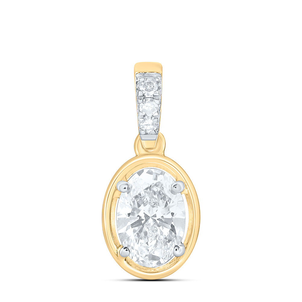 10K Yellow Or White Gold 1/2 Cttw Lab Grown Diamond Fashion Oval Pendant