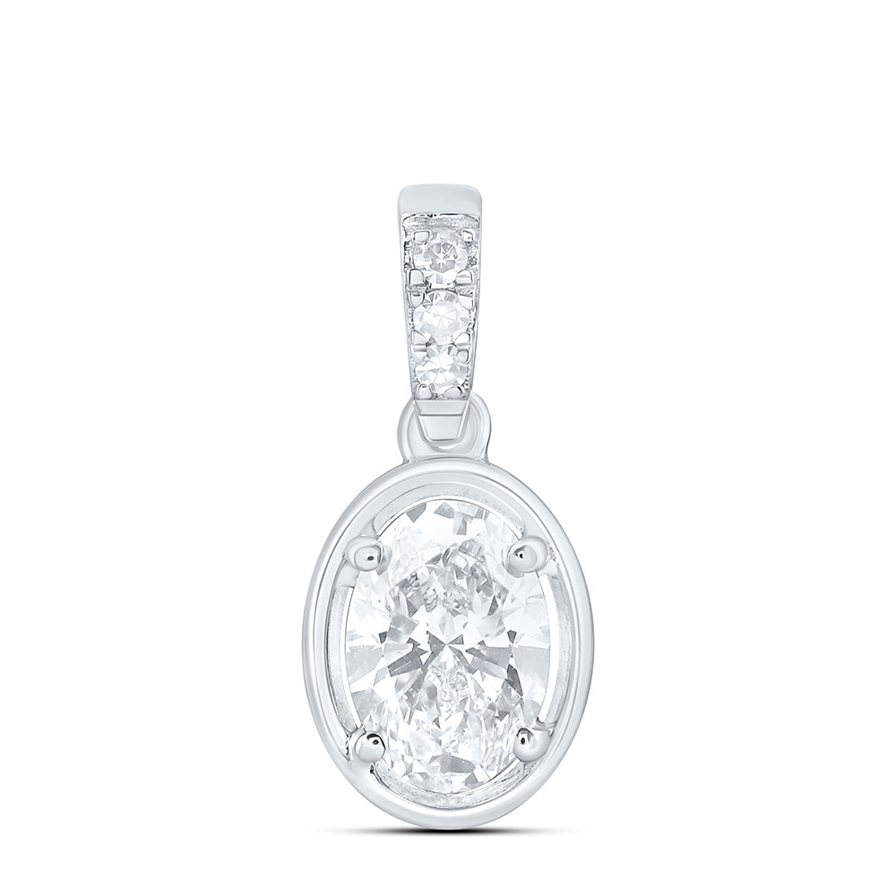 10K Yellow Or White Gold 1/2 Cttw Lab Grown Diamond Fashion Oval Pendant