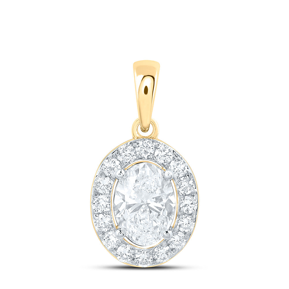 10K Yellow Or White Gold 1 Cttw Lab Grown Diamond Oval Charm Pendant