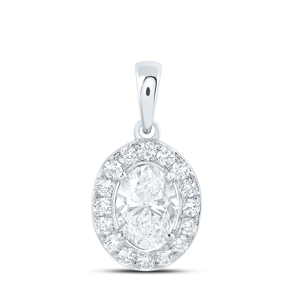 10K Yellow Or White Gold 1 Cttw Lab Grown Diamond Oval Charm Pendant