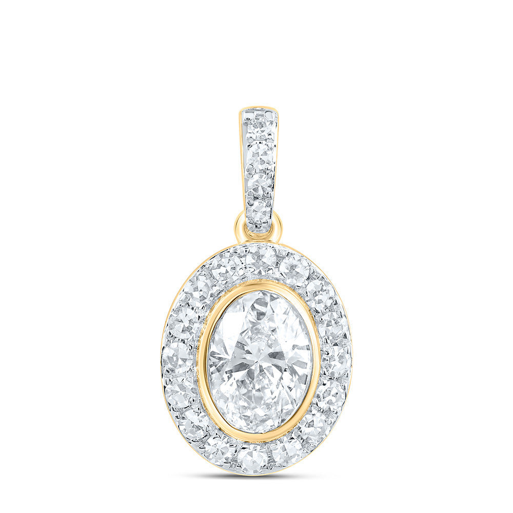 10K Yellow Or White Gold 1 Cttw Lab Grown Diamond Oval Bezel Charm Pendant