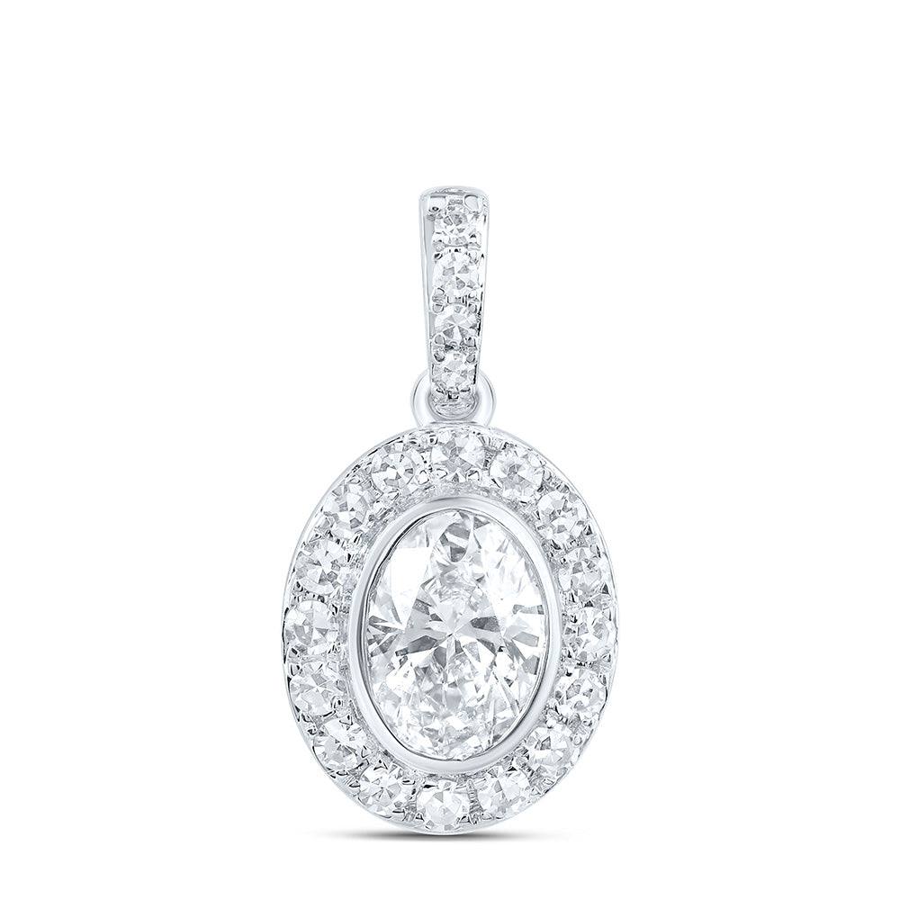 10K Yellow Or White Gold 1 Cttw Lab Grown Diamond Oval Bezel Charm Pendant
