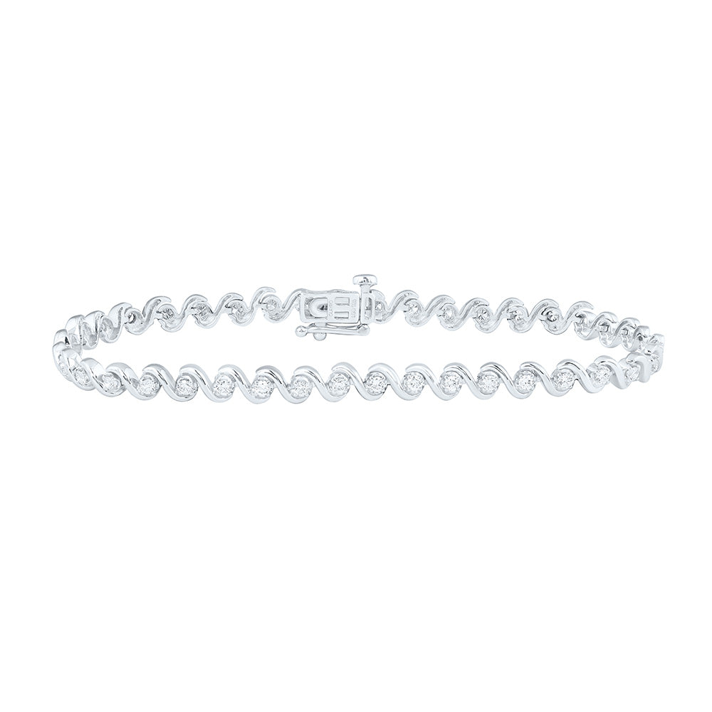 Sterling Silver 1 Cttw Lab Grown Diamond Bracelet (7 Inch)