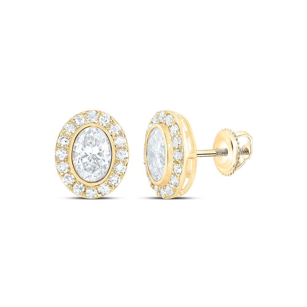 10K Yellow Or White Gold 1 3/8 Cttw Lab Grown Diamond Oval Bezel Earring