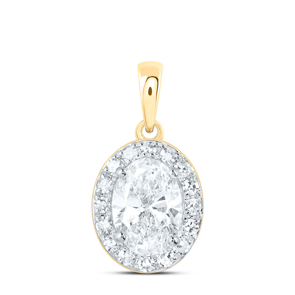 14K Yellow Or White Gold 1 1/5 Cttw Lab Grown Diamond Oval Charm Pendant