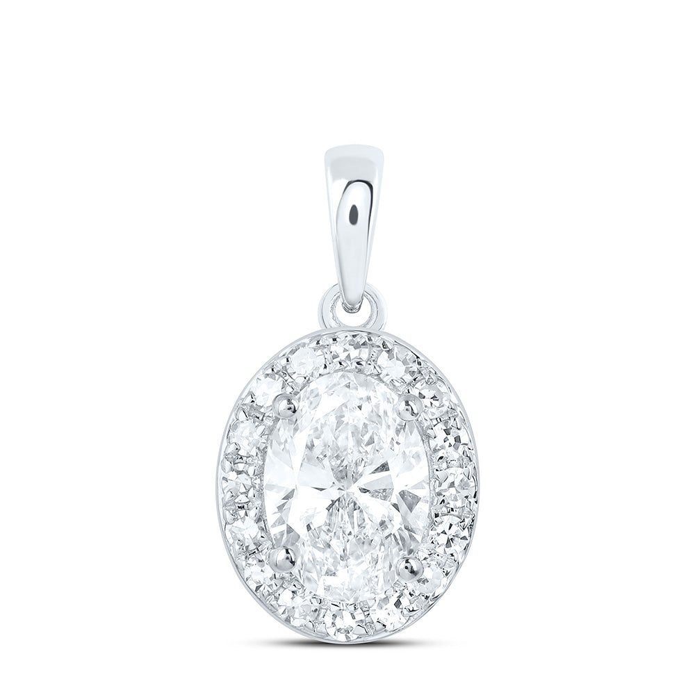 14K Yellow Or White Gold 1 1/5 Cttw Lab Grown Diamond Oval Charm Pendant