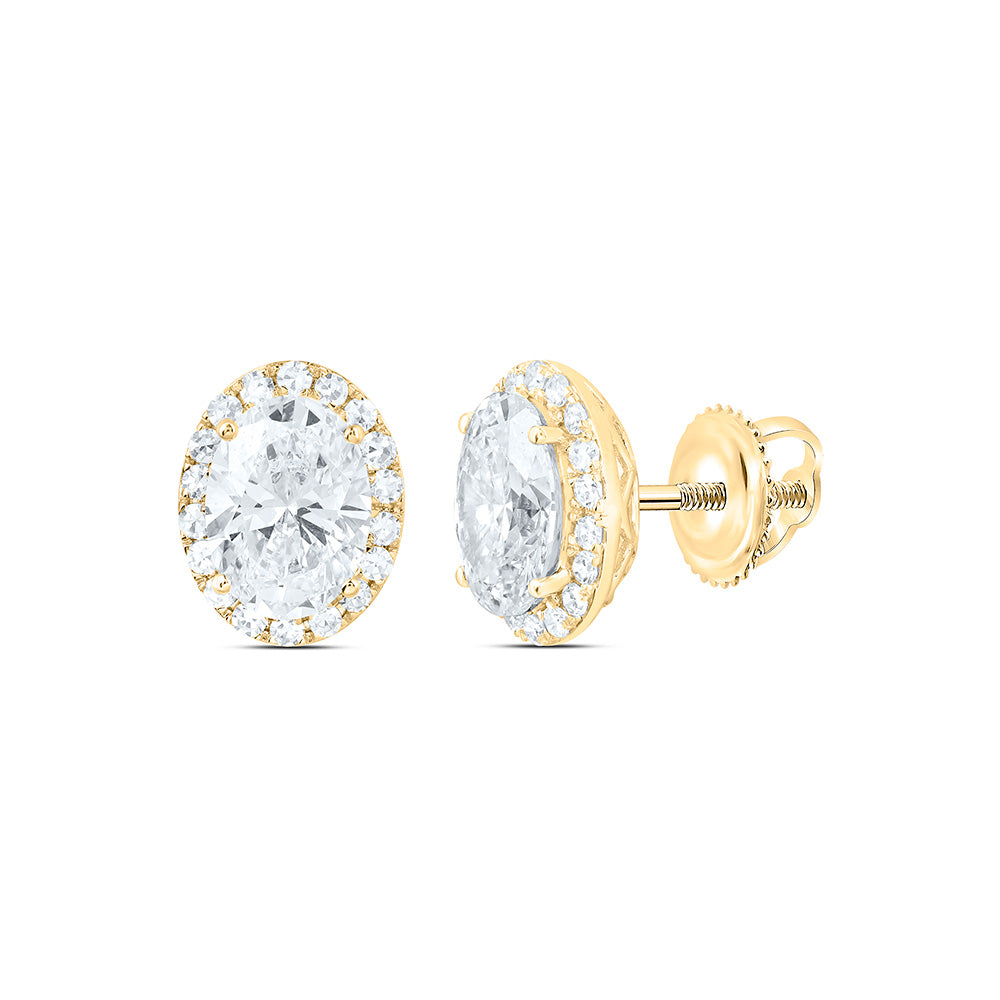 14K Yellow Or White Gold 2 3/8 Cttw Lab Grown Diamond Oval Earring