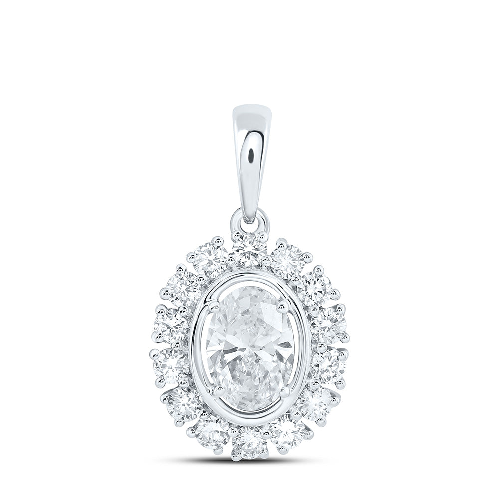 10K Yellow Or White Gold 1 Cttw Lab Grown Diamond Oval Charm Pendant