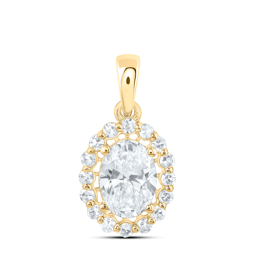 10K Yellow Or White Gold 1 Cttw Lab Grown Diamond Oval Charm Pendant