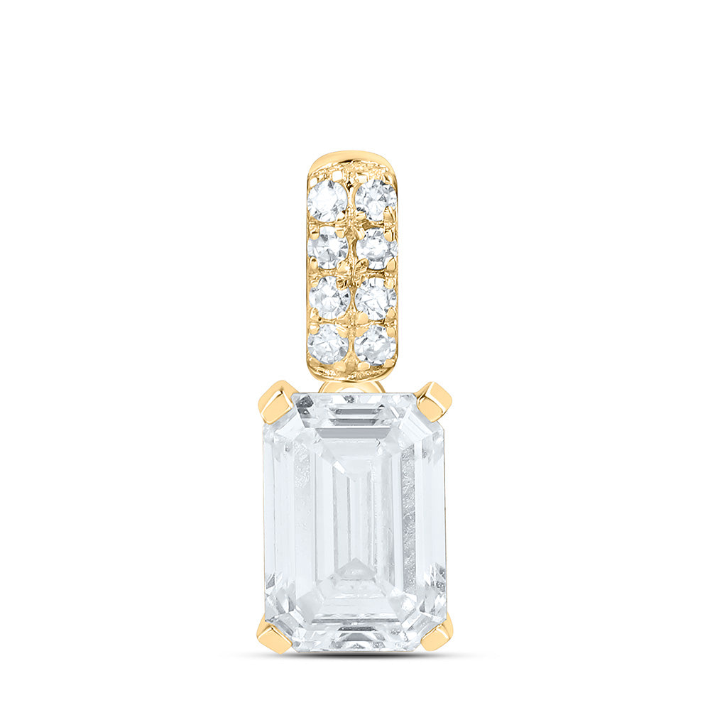 10K Yellow Or White Gold 1 Cttw Lab Grown Diamond Emerald Charm Pendant