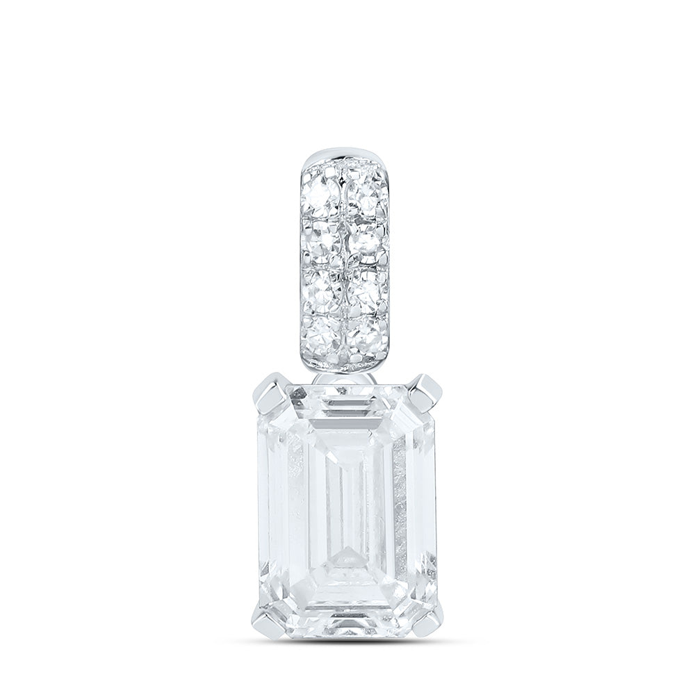 10K Yellow Or White Gold 1 Cttw Lab Grown Diamond Emerald Charm Pendant