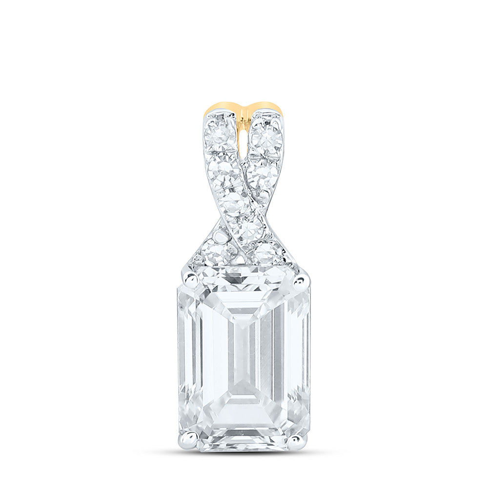 10K Yellow Or White Gold 1 Cttw Lab Grown Diamond Fashion Emerald Pendant