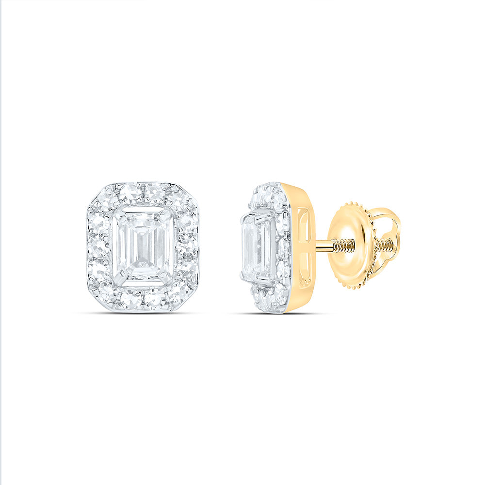 10K Yellow Or White Gold 3/4 Cttw Lab Grown Diamond Fashion Emerald Earring