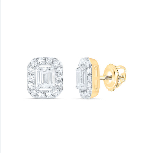 10K Yellow Or White Gold 3/4 Cttw Lab Grown Diamond Fashion Emerald Earring