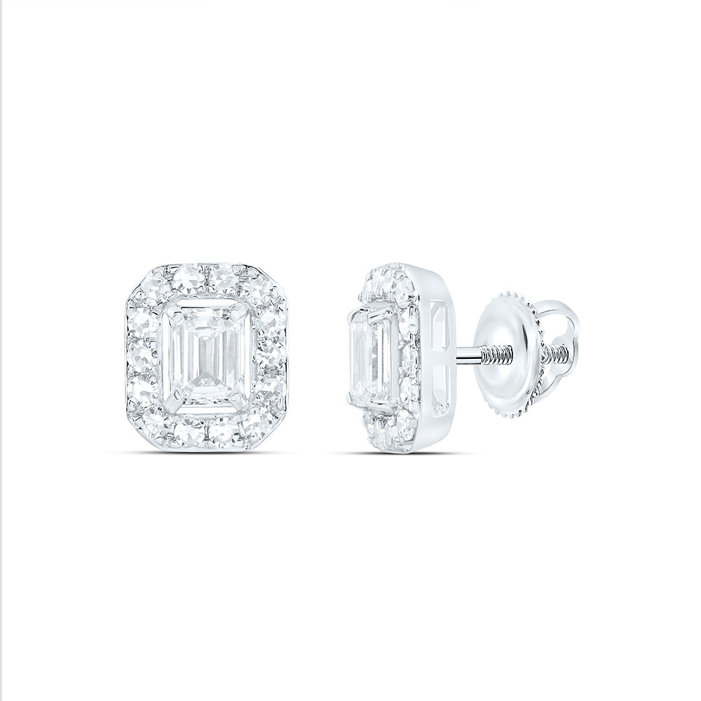 10K Yellow Or White Gold 3/4 Cttw Lab Grown Diamond Fashion Emerald Earring