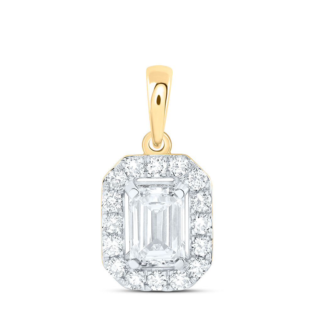 10K Yellow Or White Gold 1 Cttw Lab Grown Diamond Fashion Emerald Pendant