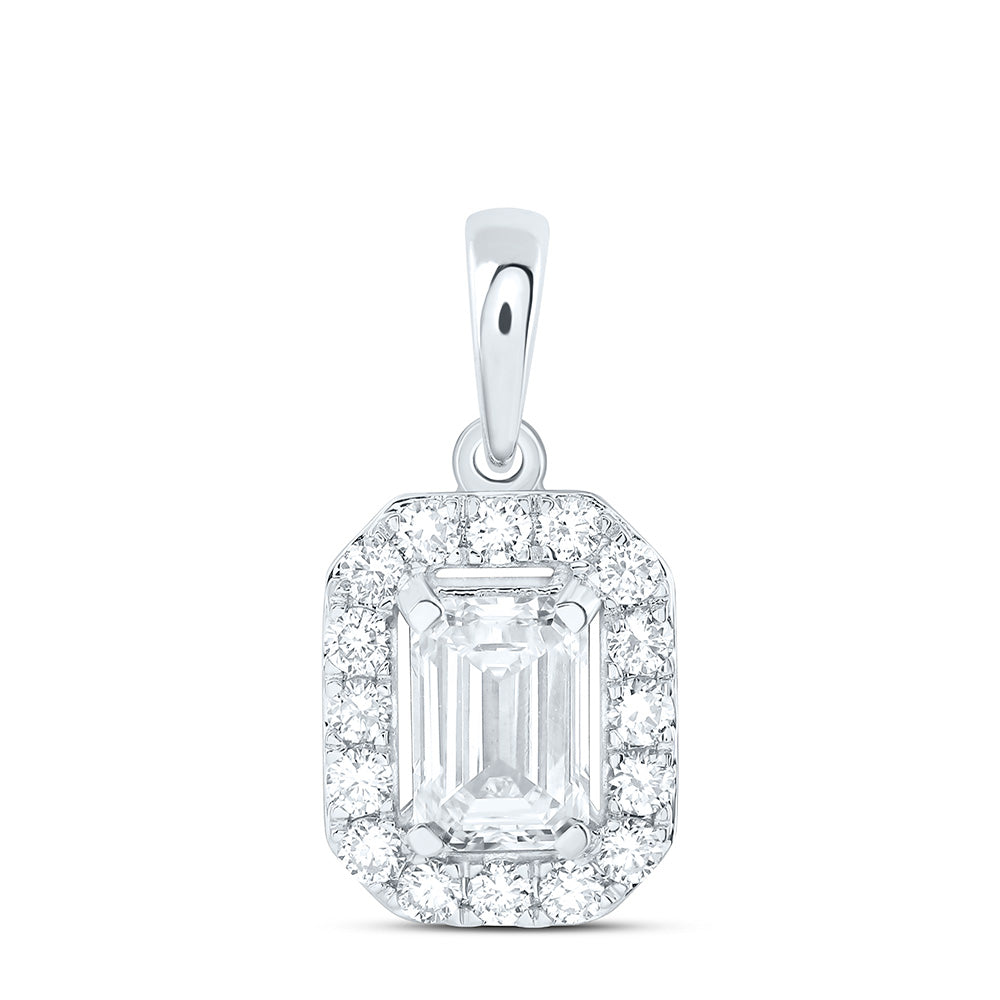 10K Yellow Or White Gold 1 Cttw Lab Grown Diamond Fashion Emerald Pendant