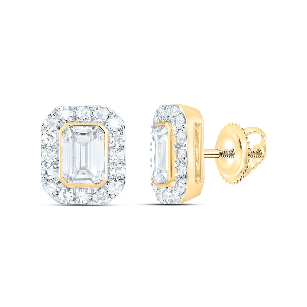 10K Yellow Or White Gold 1 1/2 Cttw Lab Grown Diamond Fashion Emerald Earring