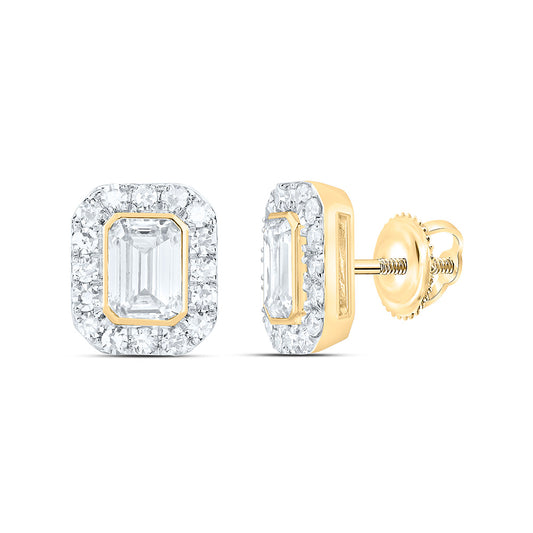 10K Yellow Or White Gold 1 1/2 Cttw Lab Grown Diamond Fashion Emerald Earring