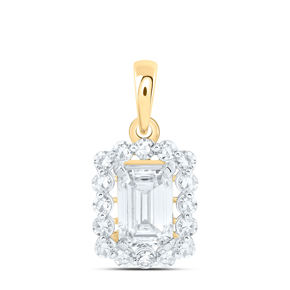 10K Yellow Or White Gold 1 Cttw Lab Grown Diamond Fashion Emerald Pendant