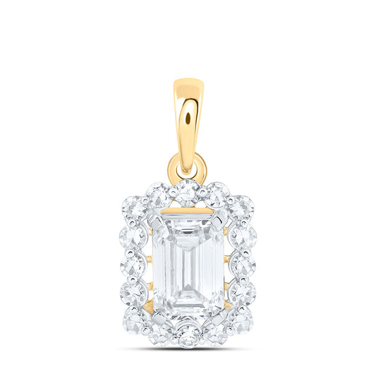 10K Yellow Or White Gold 1 Cttw Lab Grown Diamond Fashion Emerald Pendant