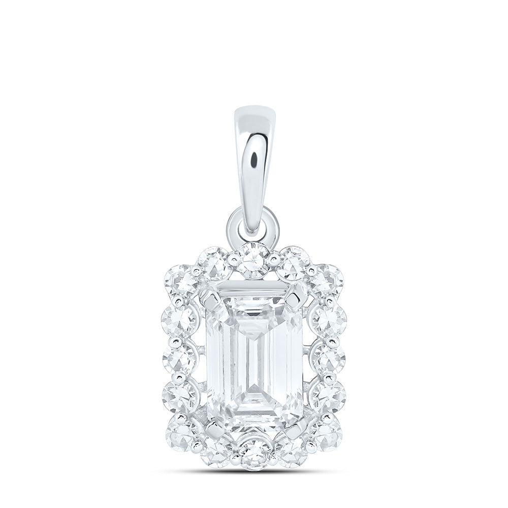 10K Yellow Or White Gold 1 Cttw Lab Grown Diamond Fashion Emerald Pendant