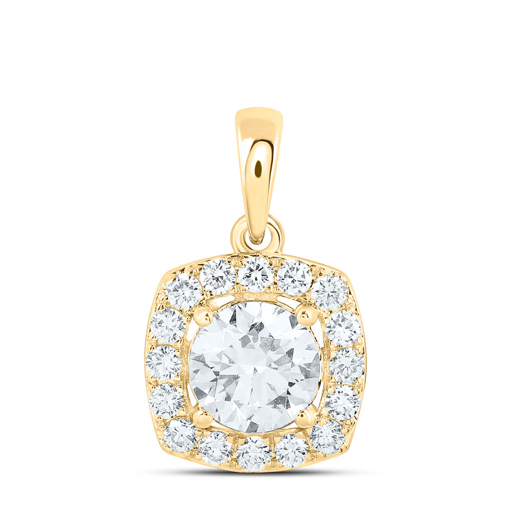 10K Yellow Or White Gold 1 Cttw Lab Grown Diamond Cushion Charm Pendant