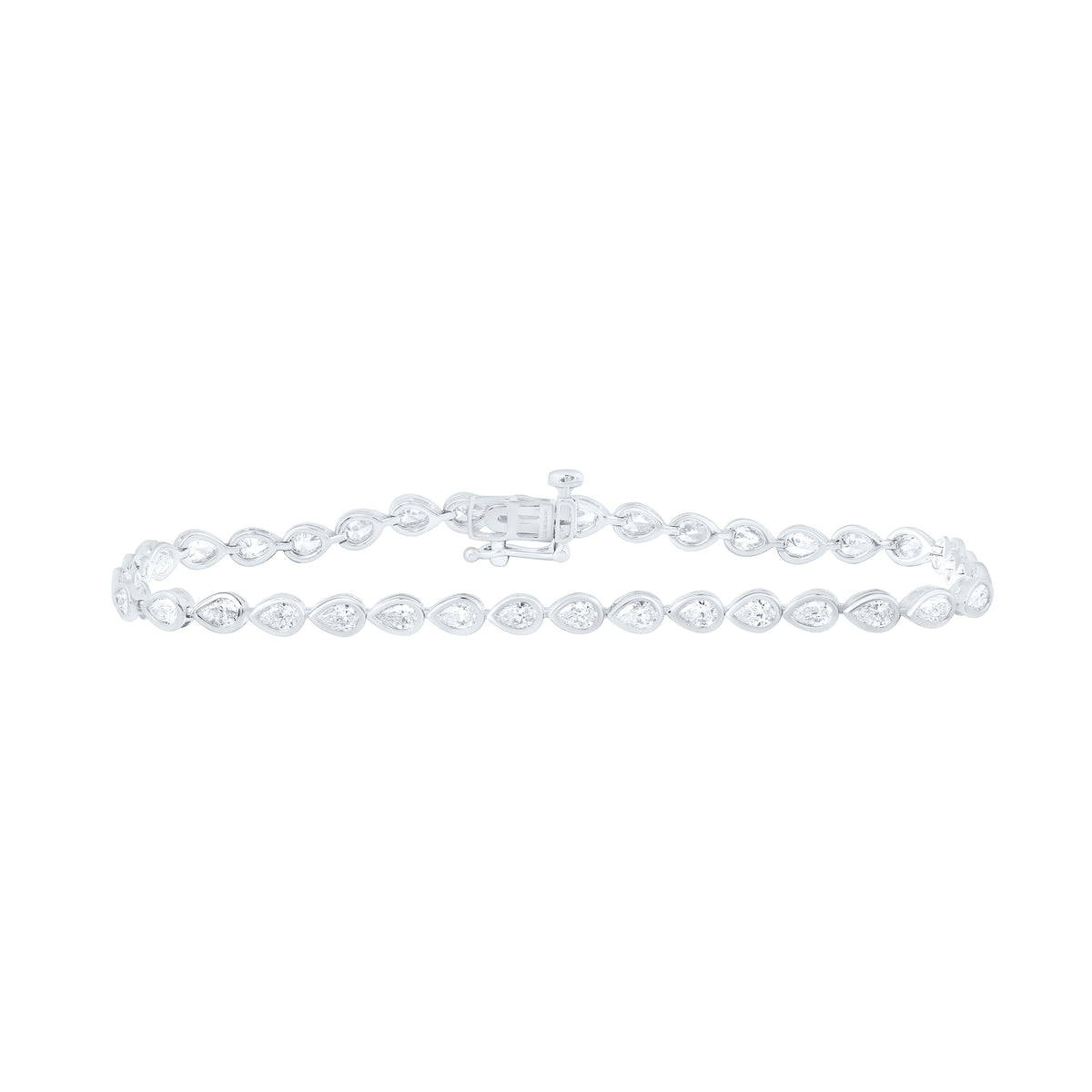 10K Yellow Or White Gold 3 Cttw Lab Grown Diamond Pear Bezel Bracelet (7 Inch)