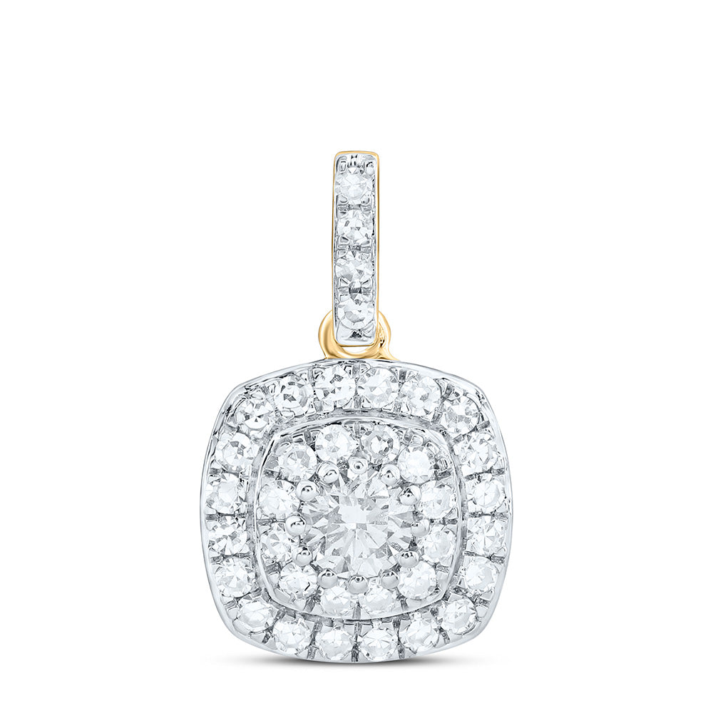10K Yellow Or White Gold 1/2 Cttw Lab Grown Diamond Cushion Charm Pendant