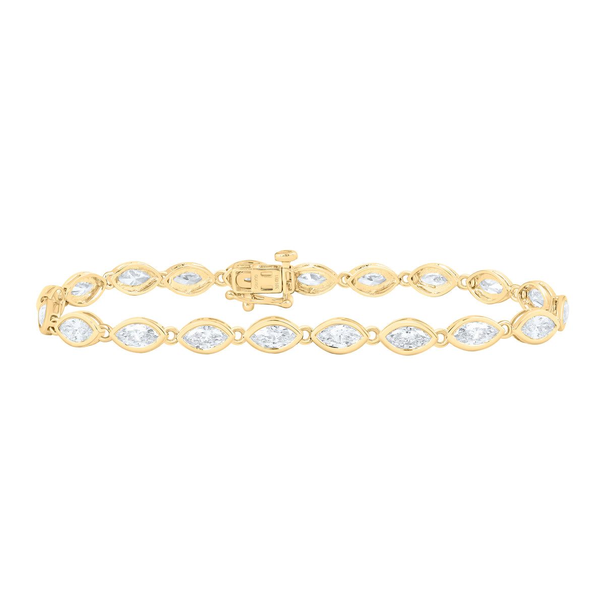10K Yellow Or White Gold 4 Cttw Lab Grown Diamond Marquise Bezel Bracelet (7 Inch)