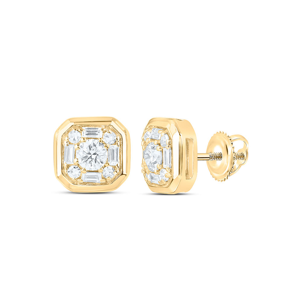 Sterling Silver 3/8 Cttw Lab Grown Diamond Octagon Earring