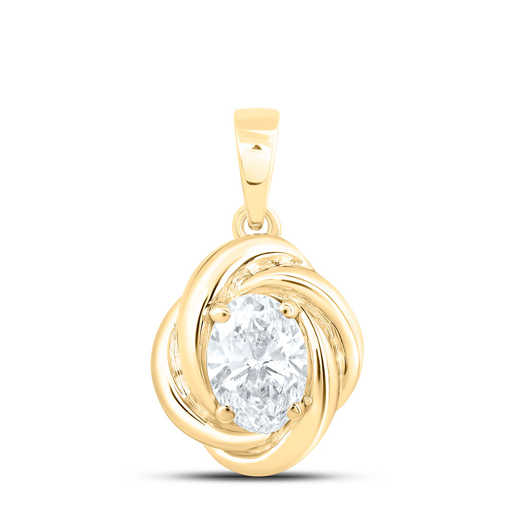 10K Yellow Or White Gold 1/2 Cttw Lab Grown Diamond Oval Charm Pendant