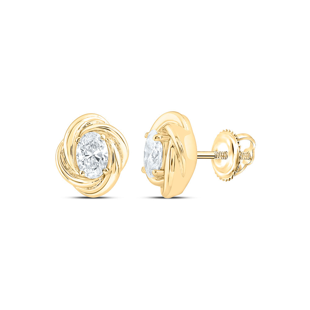 10K Yellow Or White Gold 1/2 Cttw Lab Grown Diamond Oval Earring