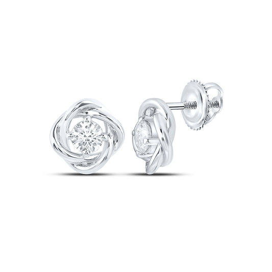 Sterling Silver 1/3 Cttw Lab Grown Diamond Round Solitaire Stud Earring