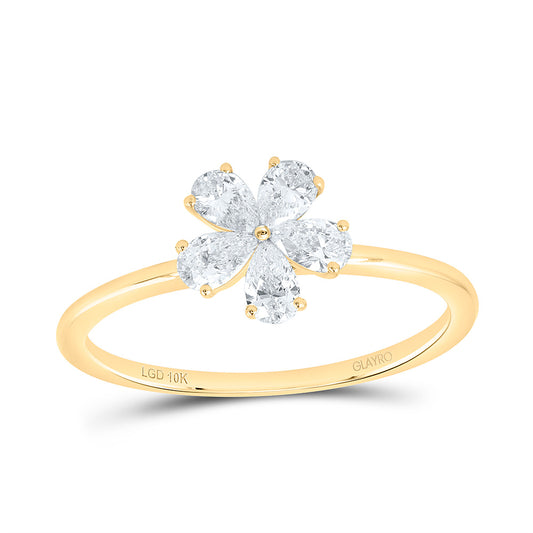 10K Yellow Or White Gold 1/2 Cttw Lab Grown Diamond Flower Ring