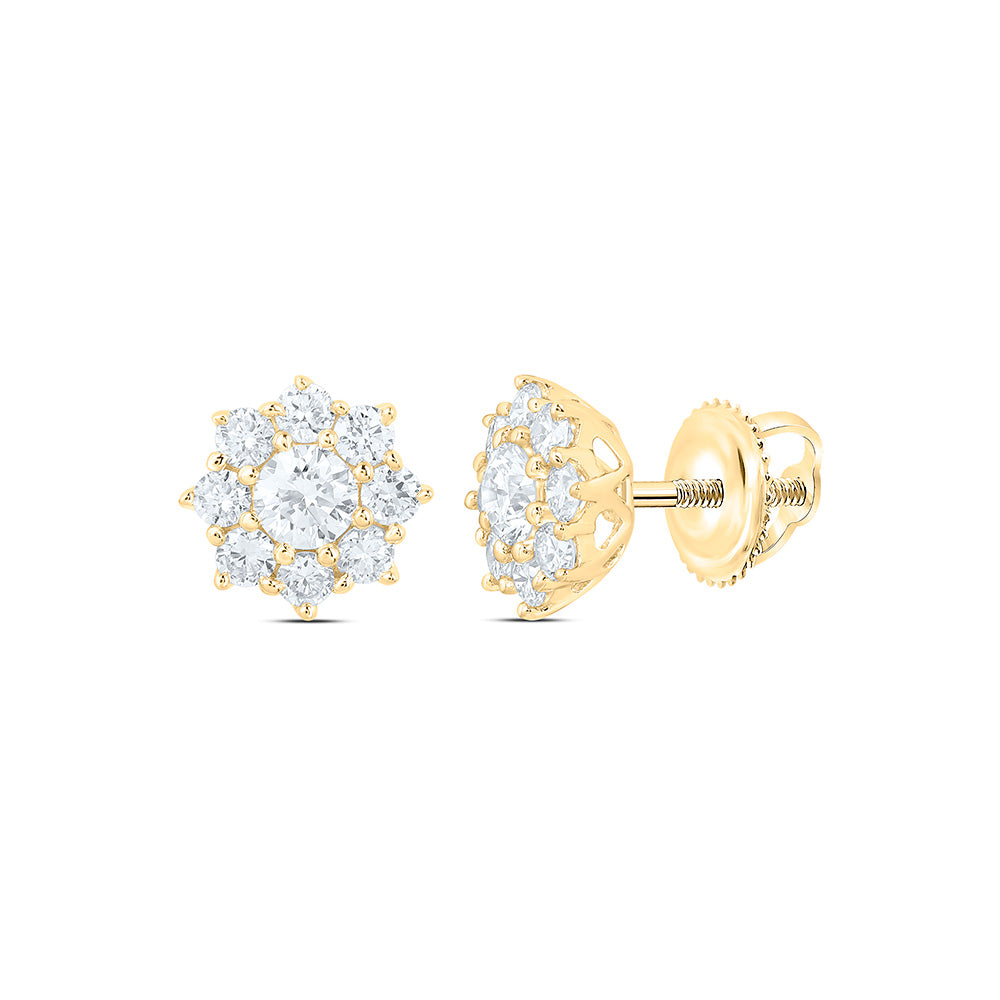 10K Yellow Or White Gold 1/2 Cttw Lab Grown Diamond Flower Earring
