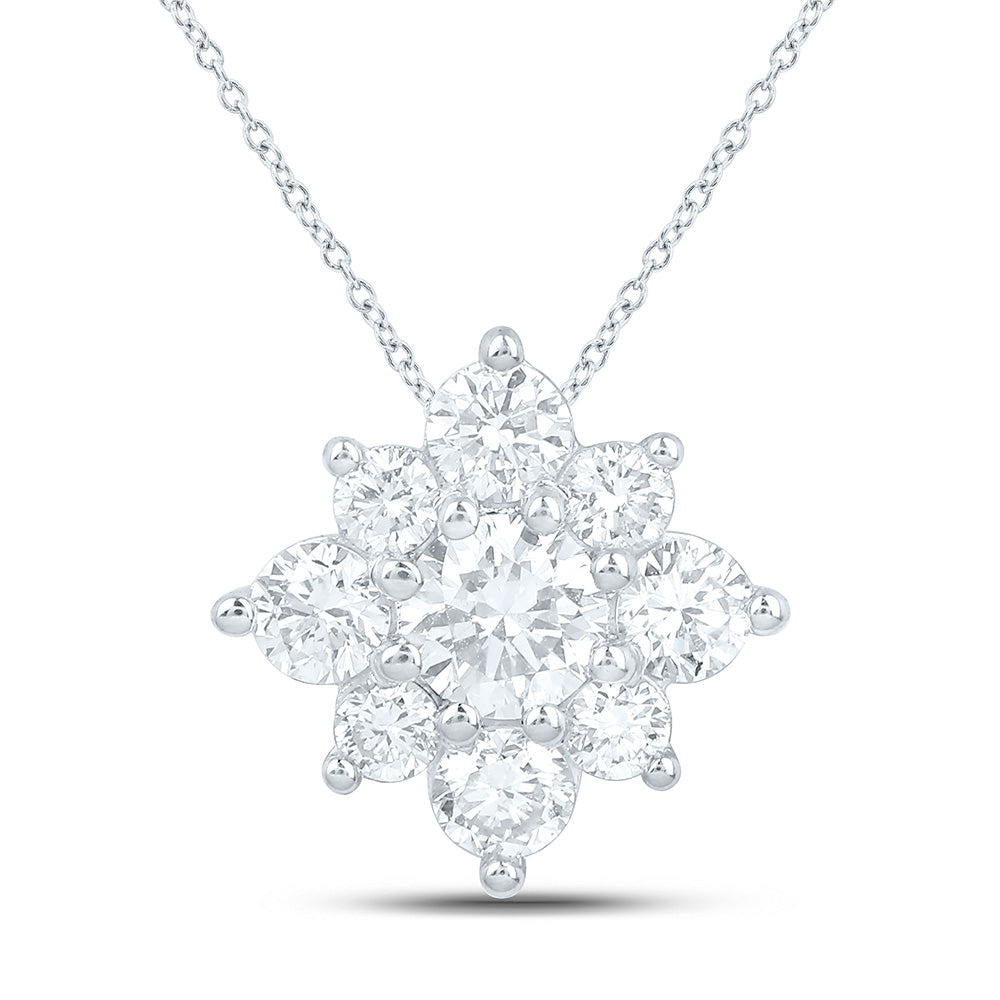 10K Yellow Or White Gold 1 Cttw Lab Grown Diamond Flower Chain Necklace (18 Inch)